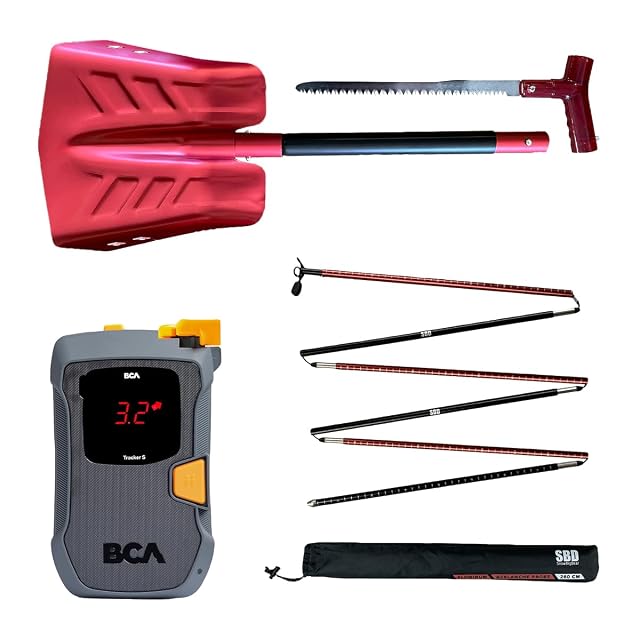 Conjunto de rescate en avalancha SnowBigDeal: ARVA, sonda de 260 cm y pala con sierra