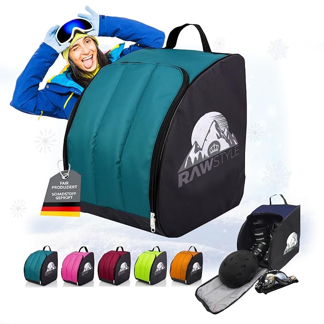 Mochila para botas de esquí Rawstyle en negro y turquesa