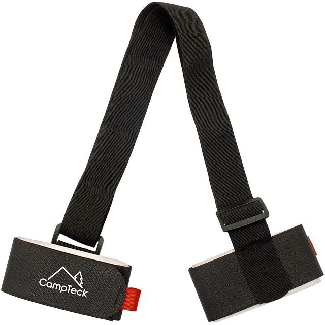 Correa de transporte de esquís CampTeck U6893 negra acolchada con lazos de velcro