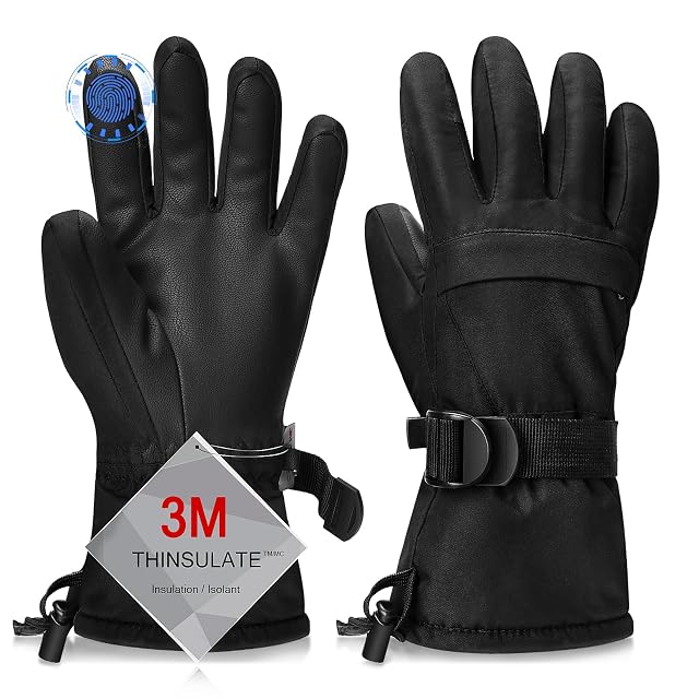 Guantes de esquí de invierno impermeables Odtmger negros