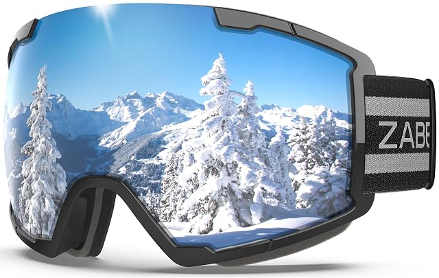 Gafas de esquí ZABERT OTG v3 negras con lente espejada plateada