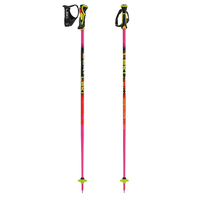 Bastones de esquí LEKI WCR Evo Lite SL TR en rosa, naranja y amarillo flúor