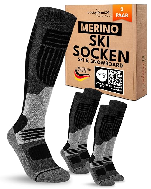 Calcetines de esquí de merino sockenkauf24 negros, dos pares