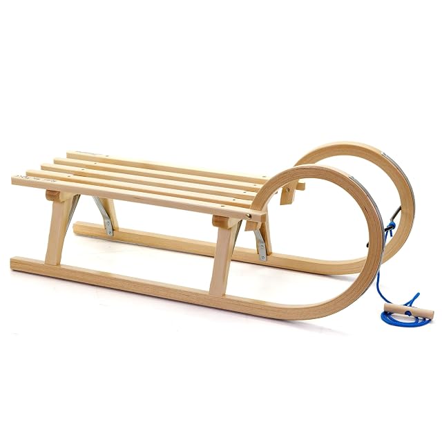 Trineo de cuernos de madera Holzfee Baran 95 en haya con patines herrados