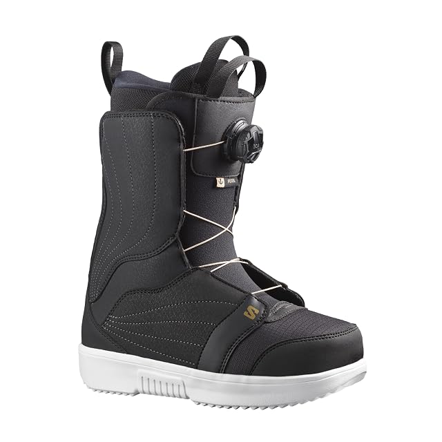 Bota de snowboard de mujer Salomon Pearl BOA en negro, blanco y oro
