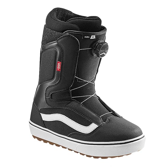 Bota de snowboard Vans Aura OG en negro y blanco con rueda Boa
