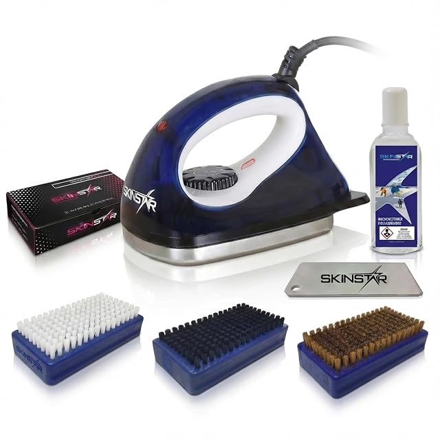 Set de encerado de esquí SkinStar de siete piezas con plancha, en azul
